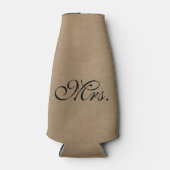 Rafraîchisseur Pour Bouteille Mme faux linen burlap rustique chic jute initial (Devant)