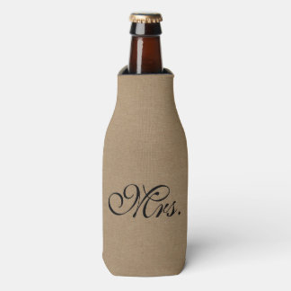 Rafraîchisseur Pour Bouteille Mme faux linen burlap rustique chic jute initial