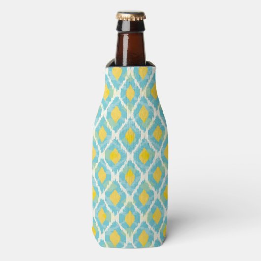 Rafraîchisseur Pour Bouteille Mode tribal moderne ikat bleu jaune (Bottle Devant)