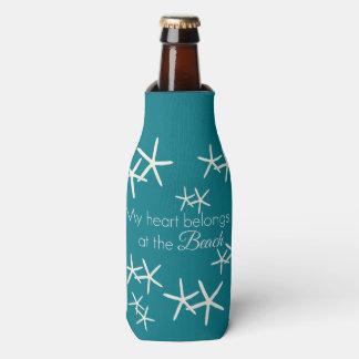Rafraîchisseur Pour Bouteille Mon coeur est à la plage - étoiles de mer turquois