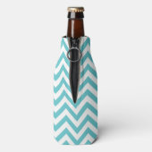 Rafraîchisseur Pour Bouteille Monogramme Aqua Chevron Stripes (Bouteille Dos)