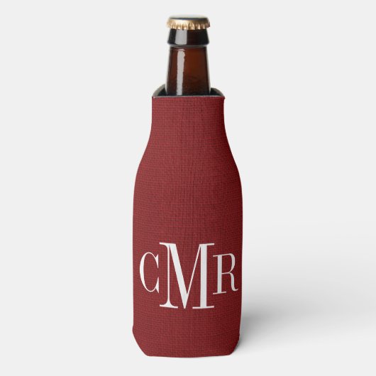 Rafraîchisseur Pour Bouteille Monogramme classique rouge rustique (Bottle Devant)