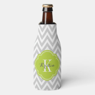 Rafraîchisseur Pour Bouteille Monogramme gris et vert de Chevron