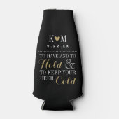 Rafraîchisseur Pour Bouteille Monogramme Mariage moderne noir et or (Devant)