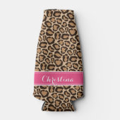 Rafraîchisseur Pour Bouteille Monogramme rose et Empreinte de léopard personnali (Devant)