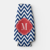 Rafraîchisseur Pour Bouteille Monogramme rouge blanc et bleu Chevron (Devant)
