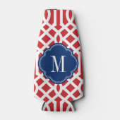 Rafraîchisseur Pour Bouteille Monogramme rouge blanc et bleu Trellis (Devant)