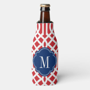 Rafraîchisseur Pour Bouteille Monogramme rouge blanc et bleu Trellis