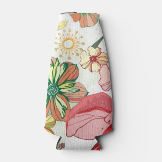 Rafraîchisseur Pour Bouteille Motif avec fleurs rouges (Devant)