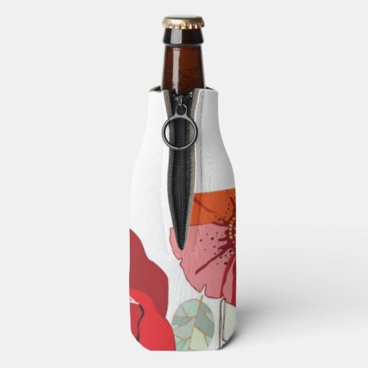 Rafraîchisseur Pour Bouteille Motif avec fleurs rouges (Bouteille Dos)