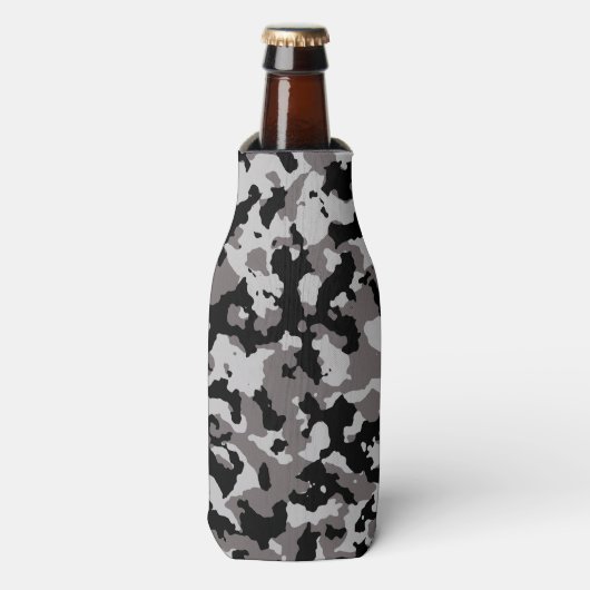 Rafraîchisseur Pour Bouteille Motif de camouflage gris militaire (Bottle Devant)