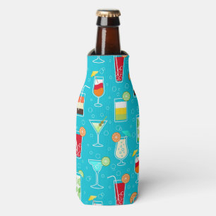 Rafraîchisseur Pour Bouteille Motif de cocktail sur l'arrière - plan turquoise