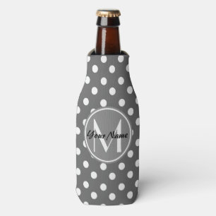 Rafraîchisseur Pour Bouteille Motif Pois gris et blanc sur mesure