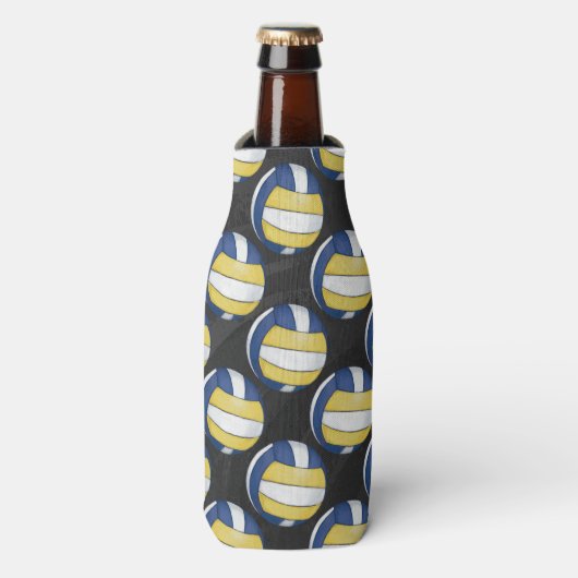 Rafraîchisseur Pour Bouteille Motifs de volley-ball bleu et jaune (Bottle Devant)