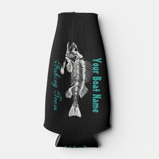 Rafraîchisseur Pour Bouteille Nom du bateau customisé avec le squelette Poisson (Devant)