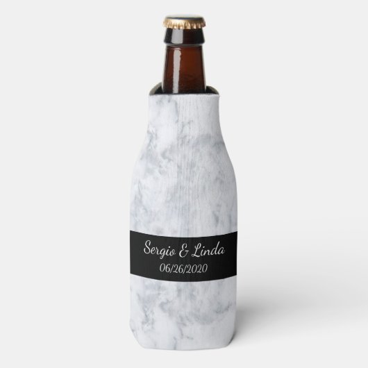 Rafraîchisseur Pour Bouteille Nom et date du marbre (Bottle Devant)