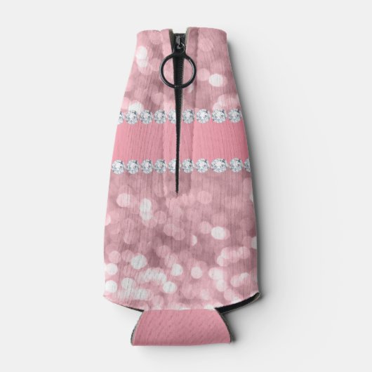 Rafraîchisseur Pour Bouteille Parties scintillant rose Bokeh et diamants Personn (Dos)