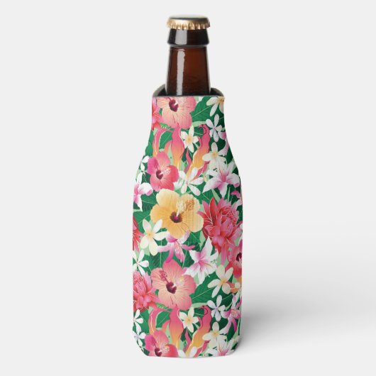 Rafraîchisseur Pour Bouteille Pattern tropical hibiscus (Bottle Devant)