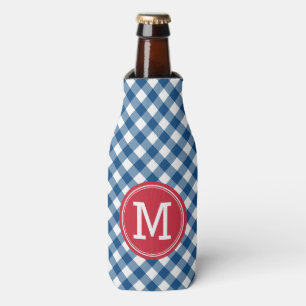 Rafraîchisseur Pour Bouteille Pays Chic Bleu En vichy Personnaliser Monogramme