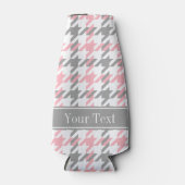 Rafraîchisseur Pour Bouteille Pink White Dk Gray Houndstooth Nom Monogram (Devant)