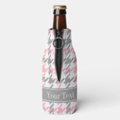 Rafraîchisseur Pour Bouteille Pink White Dk Gray Houndstooth Nom Monogram (Bouteille Dos)