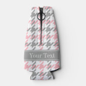 Rafraîchisseur Pour Bouteille Pink White Dk Gray Houndstooth Nom Monogram (Dos)