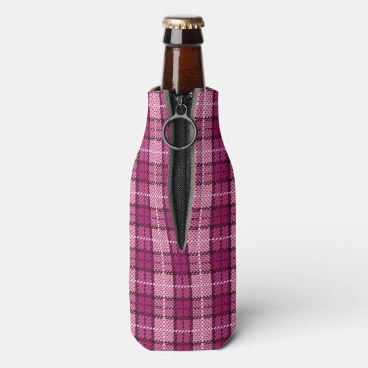 Rafraîchisseur Pour Bouteille Pixel Plaid_Magenta-Noir (Bouteille Dos)