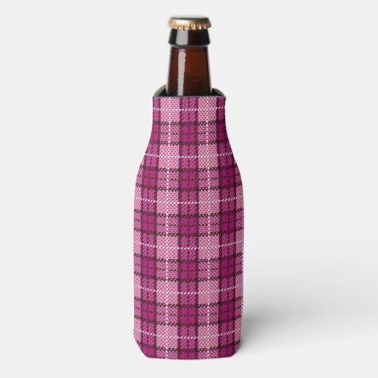 Rafraîchisseur Pour Bouteille Pixel Plaid_Magenta-Noir (Bottle Devant)