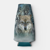 Rafraîchisseur Pour Bouteille Pleine lune de loup dans le brouillard (Devant)