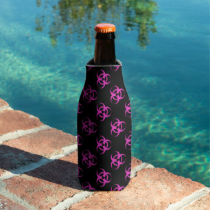 Rafraîchisseur Pour Bouteille Symbole de risque biologique rose et noir Motif