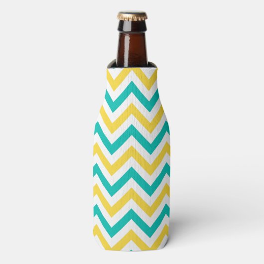 Rafraîchisseur Pour Bouteille Teal, Pineapple, Wht Large Chevron Zig Zag (Bottle Devant)