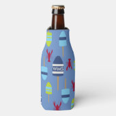 Rafraîchisseur Pour Bouteille Thème nautique Bouée et homard monogrammée (Bottle Devant)