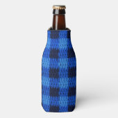 Rafraîchisseur Pour Bouteille Tons de crochet bleu En vichy plaid (Bottle Devant)