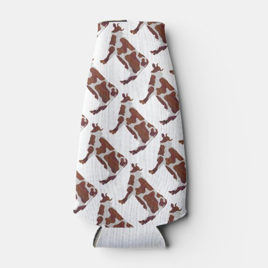 Rafraîchisseur Pour Bouteille Vache Brown et blanche Silhouette (Devant)