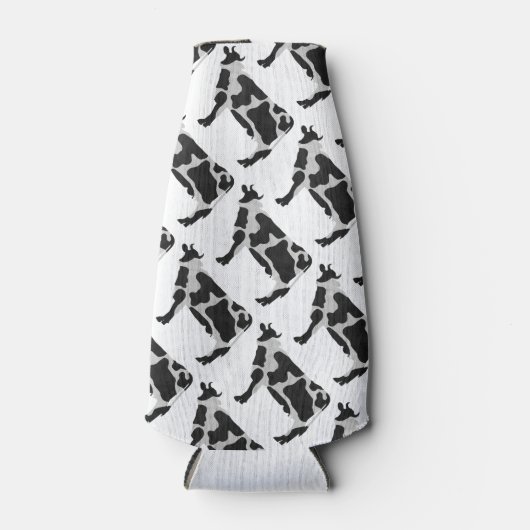 Rafraîchisseur Pour Bouteille Vache Noir et Blanc Silhouette (Devant)