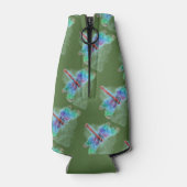 Rafraîchisseur Pour Bouteille Vert profond avec libellule multicolore Abstraite (Dos)