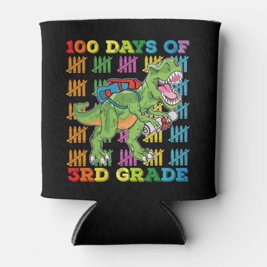 Rafraîchisseur Pour Canette 100 Jours De 3E Année T Rex Dinosaur School (Devant)