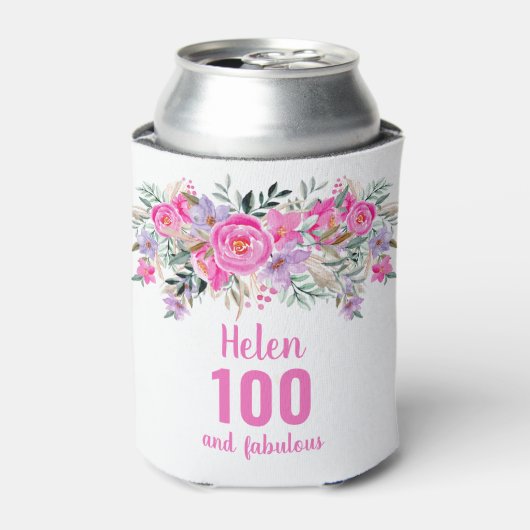 Rafraîchisseur Pour Canette 100e anniversaire floral rose peut refroidir (Can devant)