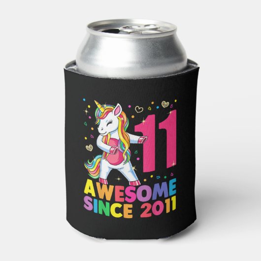 Rafraîchisseur Pour Canette 11 Ans Unicorne Flossing 11e Anniversaire Girl U (Can devant)