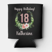 Rafraîchisseur Pour Canette 18e anniversaire floral noir (Devant)