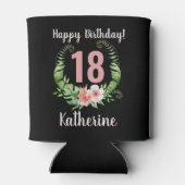 Rafraîchisseur Pour Canette 18e anniversaire floral noir (Dos)