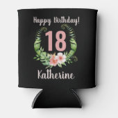 Rafraîchisseur Pour Canette 18e anniversaire floral noir (Devant)