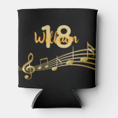 Rafraîchisseur Pour Canette 18e anniversaire musique note noir or nom (Devant)