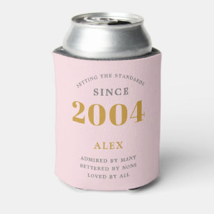 Rafraîchisseur Pour Canette 21e Anniversaire Nom 2004 Rose Grey Elegant Chic