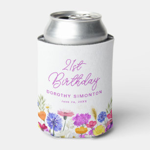 Rafraîchisseur Pour Canette 21e fête d'anniversaire Purple Fleur sauvage perso