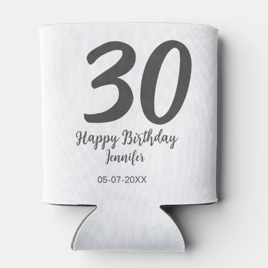 Rafraîchisseur Pour Canette 30e anniversaire ajouter nom date année noir modèl (Dos)