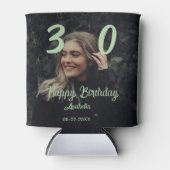 Rafraîchisseur Pour Canette 30e anniversaire ajouter nom date année vert paste (Devant)