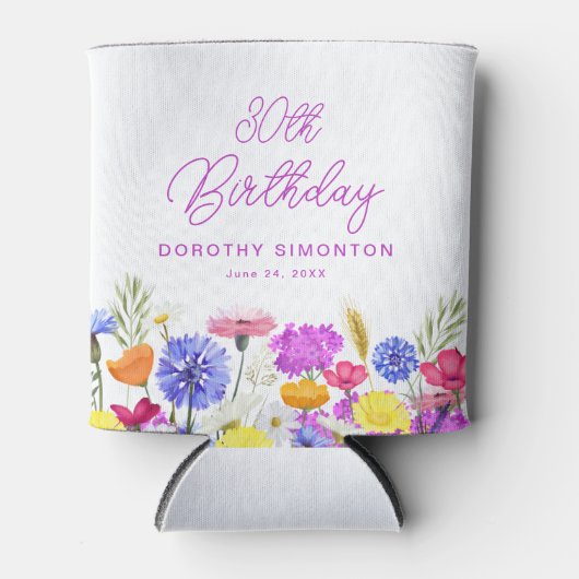 Rafraîchisseur Pour Canette 30e anniversaire fête Fleur sauvage pourpre Person (Devant)
