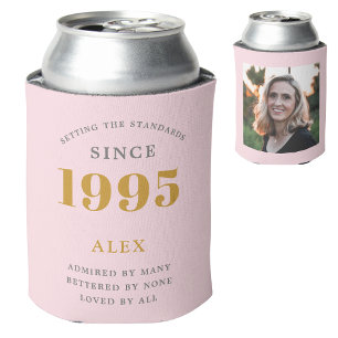 Rafraîchisseur Pour Canette 30e anniversaire Nom 1995 Chic rose Grey Photo