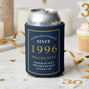 Rafraîchisseur Pour Canette 30e anniversaire personnalisé 1996 Bleu Or Élégant